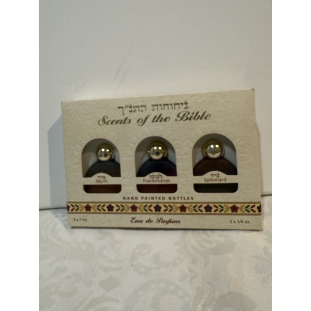Scents of the Bible Eau de Parfum set by Ein Gedi featuring hand-painted bottles